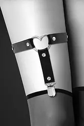 Гартер на ногу Bijoux Pour Toi - WITH HEART, сексуальна підв'язка із серцем, екошкіра - мініатюра 2