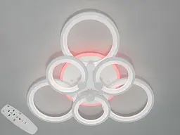 Стельова LED люстра з пультом, диммером та підсвічуванням, 140W, біла