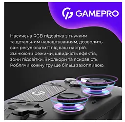 Геймпад Bluetooth джойстик GamePro GPS-13B Bluetooth 5.3/USB (PC/iOS/Android/PS3/PS4) DualShock RGB Black - мініатюра 15