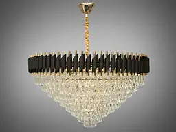 Сучасна кришталева люстра для великої зали Diasha 201202/1000BK+S-gold - мініатюра 3