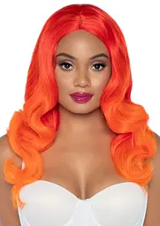 Leg Avenue-Ombre long wavy wig Orange - Сексуальна руда перука - мініатюра 4