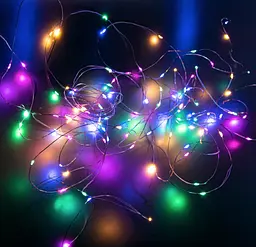 Світлодіодна гірлянда нитка OK Led 8 режимів крапля роси 20м 200led від USB від павербанку RGB юсб +блок - мініатюра 3