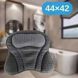 М'яка ергономічна SPA-подушка у ванну 44×42 см з присосками та гачком, темно-сіра KT9001304