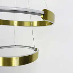 Підвісна люстра у латунно-чорному корпусі з двома кільцями Ø 60+40 см | Арт. MJ303-600+400 AB | Line F - мініатюра 2