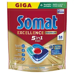 Капсули для посудомийної машини Somat Exellence 5 в 1, 54 шт.