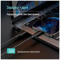 Дата кабель USB 2.0 AM to Lightning 2.0m 3A textured PVC black ColorWay (CW-CBUL095-BK) - мініатюра 10