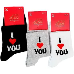 Шкарпетки КЛАССИК S108 I LOVE YOU (білий/сір.меланж/чорний) р.36-40