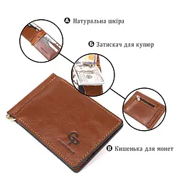 Чоловічий шкіряний затискач для грошей Grande Pelle 11474 коричневий - мініатюра 7