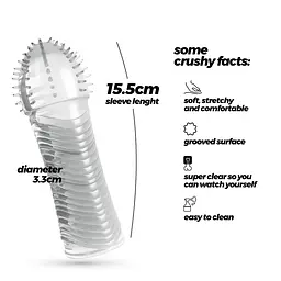 Насадка на пеніс Crushious Ribbed Penis Sleeve, 15.5 см (прозорий) - мініатюра 4