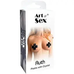 Сексуальні наклейки на груди зі стразом Art of Sex Ruth pestis with Crystal чорні One size - мініатюра 4
