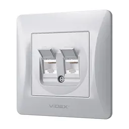 Комп'ютерна розетка Videx BINERA CAT6 + CAT6 подвійна сереб (VF-BNSK2PC6-SS) - мініатюра 2