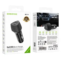 Адаптер автомобільний BOROFONE Solid dual-port car charger BZ31A |2USB, 17W/3.4A Max| - мініатюра 2