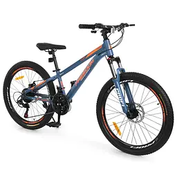 Велосипед PROFI FREEDOM 24", алюмінієва рама 11", 21 швидкість, синьо-помаранчевий (FD-2406)