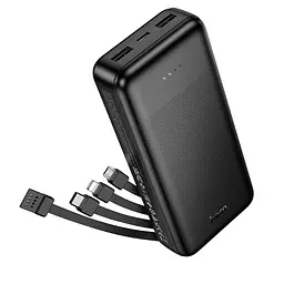 Зовнішній аккумулятор HOCO J163A Wonderful power bank with 4 cables(20000mAh) Чорний - мініатюра 3