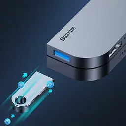 Мультипортовий адаптер USB Хаб Baseus Bend Angle No.7 Multifunctional Type-C Converter CAHUB-WJ0G Dark Grey - мініатюра 7