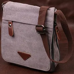 Практична вертикальна чоловіча сумка з текстилю 21266 Vintage сіра