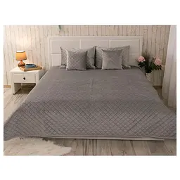 Покривало Руно двостороннє декоративне Velour Grey ромб 150х220 см (360.55_Grey ромб)