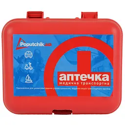Автомобільна аптечка Poputchik згідно ТУ футляр пластиковий червоний 165х135х65 (02-001-П) - мініатюра 1
