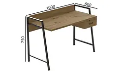 Письмовий стіл Ferrum-decor Комфорт 750x1000x600 Чорний метал ДСП Дуб Артізан 32 мм (FRD-103427) - мініатюра 4