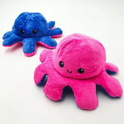 М'яка іграшка Восьминіг перевертень двосторонній веселий сумний Mood Octopus 20 см UKC малиново/синій