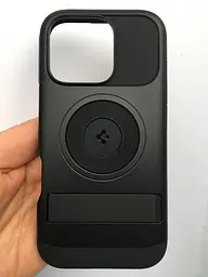 Оригінальний протиударний чохол для iPhone 16 Pro Spigen Slim Armor MagSafe Black ACS08164 (MagFit) з підставкою - мініатюра 2