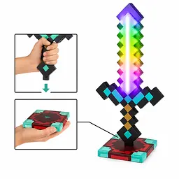 Алмазний меч Minecraft 17 режимів нічник з підставкою LED меч для гри та декору - мініатюра 4