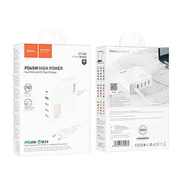 Зарядний пристрій адаптер 5 портів HOCO Vision five-port charger C114A 65 вт - мініатюра 2