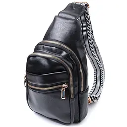Цікава жіноча сумка з однією лямкою через плече з екошкіри Vintage 22759 чорна - мініатюра 5