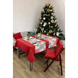 Скатертина Прованс Merry Christmas 220х132 см червона (31472) - мініатюра 3