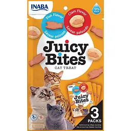 Ласощі для котів INABA Juicy Bites, соковиті снеки зі смаком риби та молюсків, 3×11.3 г