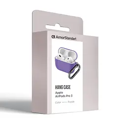 Силіконовий чохол для навушників Apple AirPods Pro 3, Hang Case, фіолетовий, ультратонкий захисний кейс товщиною 2 мм, захист від подряпин, пилу та ударів, компактний, з карабіном для кріплення, ArmorStandart (ARM88281) - мініатюра 8