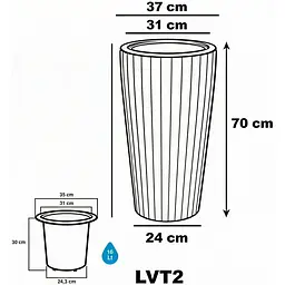 Вазон для квітів Serinova Lilium 16 л чорний (40-LVT207102-200100) - мініатюра 3