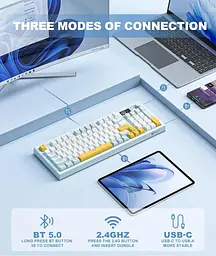 Клавіатура Onikuma ігрова мембранна G-80D бездротова з LED дисплеєм та RGB підсвіткою для ПК і ноутбука білий - мініатюра 2