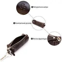 Шкіряна універсальна ключниця Grande Pelle 11339 коричневий - мініатюра 4