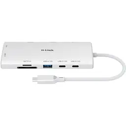 Концентратор D-Link USB-C 10-in-1 2xHDMI + 1xRJ45 1000Mbps + 2xUSB-C + USB 3.1 + USB 3.0 + SD + TF silver (DUP-A01)