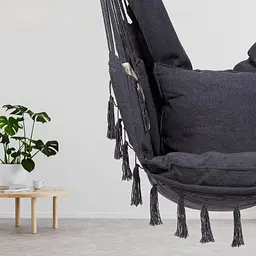 Підвісне крісло гамак бразильський Kinderkraft Boho 100 см + 2 подушки Dark Grey - мініатюра 5