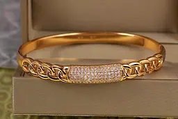 Браслет бенгл Xuping Jewelry Регент 60 мм 8 мм на руку від 17 см до 19 см золотистий