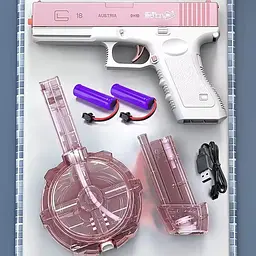 Водяний акумуляторний пістолет Glock Water Gun (250ml) with lithium battery Pink - мініатюра 7