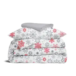 Дитяча постільна білизна фланель Cosas SNOWFLAKES CS6 110х140см (Flannel_SnowflakesGrayRedWhite_38Shadow_140)