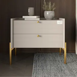 Тумба приліжкова LION Wood з двома шухлядами Кашемір (золоті ножки) (LION-041355) ТОП - мініатюра 1
