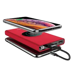 Додаткова батарея Hoco J37 Wisdom (Wireless Charger) (10000mAh) Red - мініатюра 5