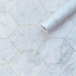 Самоклеюча плівка Sticker Wall 0.45х10м х 0.07мм Малахітовий мармур золоті стільники SW-00001214