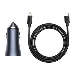 Зарядний автомобільний набір BASEUS Golden Contactor Pro Dual Quick Car Charger Set 40w TZCCJD-B0G - мініатюра 2