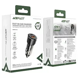 АЗП Acefast B12 PD30W+QC3.0 total 60W (1USB-A/1C) Black - мініатюра 4