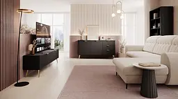 Тумба під телевізор Perfect Home Ланте / Lante 2-дверна з золотими ніжками 2D/200 Чорний (PFH-091193) - мініатюра 8