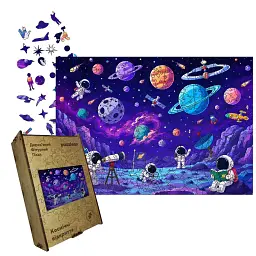 Дерев'яний фігурний пазл puzzlean Космічні відкриття, А3, Картонна коробка 200 елементів