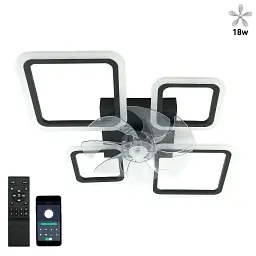 Смарт люстра з вентилятором керована світлодіодна FAN OVAL 70 Вт + 18 Вт 760x560x120 мм Чорна ESLLSE - мініатюра 2