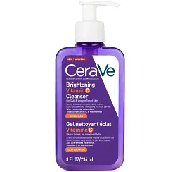 Очищуючий гель Cerave Brightening Vitamine C Cleanser з вітаміном С для надання сяйва та вирівнювання тону шкіри обличчя 236 мл