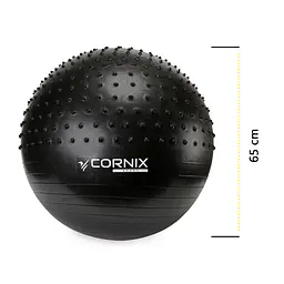 М'яч для фітнесу (фітбол) Cornix 65 см напівмасажний Anti-Burst Black XR-0474 - мініатюра 6