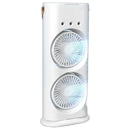 Настільний вентилятор F12 Spray Dual-Fan 2in1 з водяним охолодженням 1800mAh White - мініатюра 2